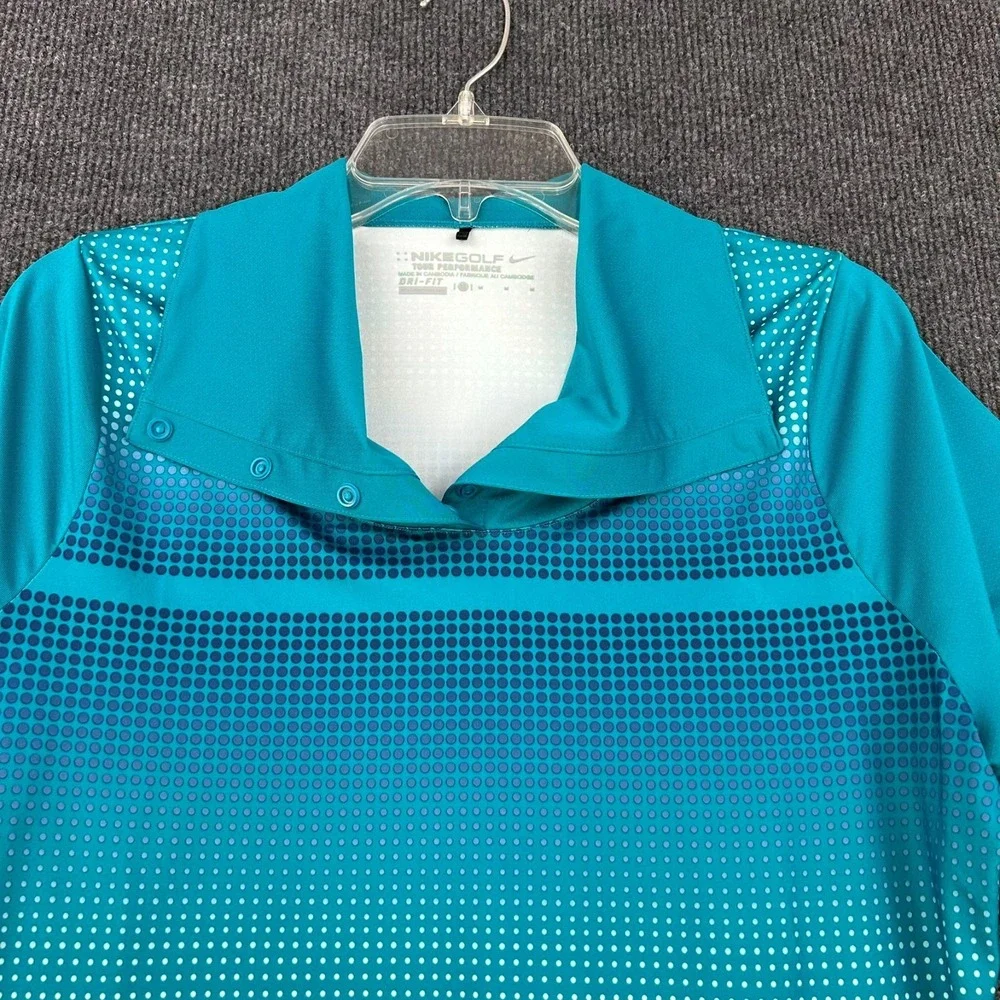 NIKE Golf Tour Performance Polo Shirt Women Medium Dri‎ Fit Blues Snap Neck